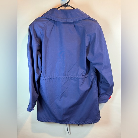 R.O.C Made In Taiwan Windbreaker Coat Rain Jacket Blue Pockets Size 8 Adjustable - Picture 9 of 16